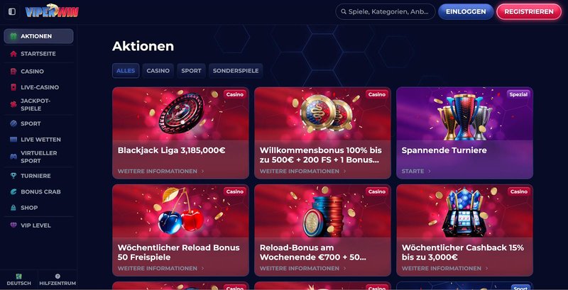 Entdecken Sie das Vielfalt der Spiele bei Viperwin Casino in Deutschland, viperwin bonus